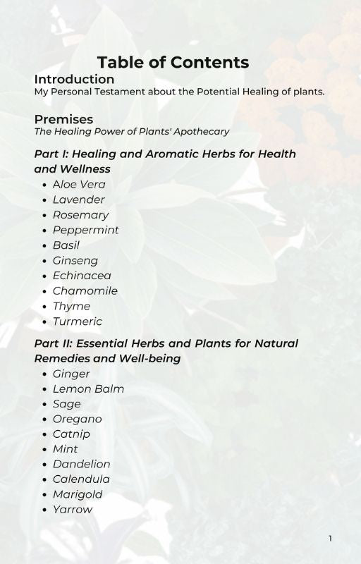 "100 Plants and Their Healing Abilities" E-Book.