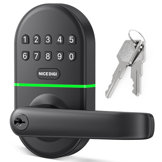 Smart Keypad Door Lock with Handle: Keyless Entry Door Lock for Front Door - Electronic Digital Door Lock- Code Door Lock - Easy Installation