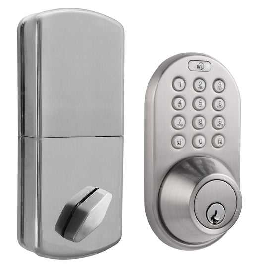 MiLocks TF-02SN Digital Deadbolt Door Lock with Electronic Keypad for Exterior Doors, Satin Nickel