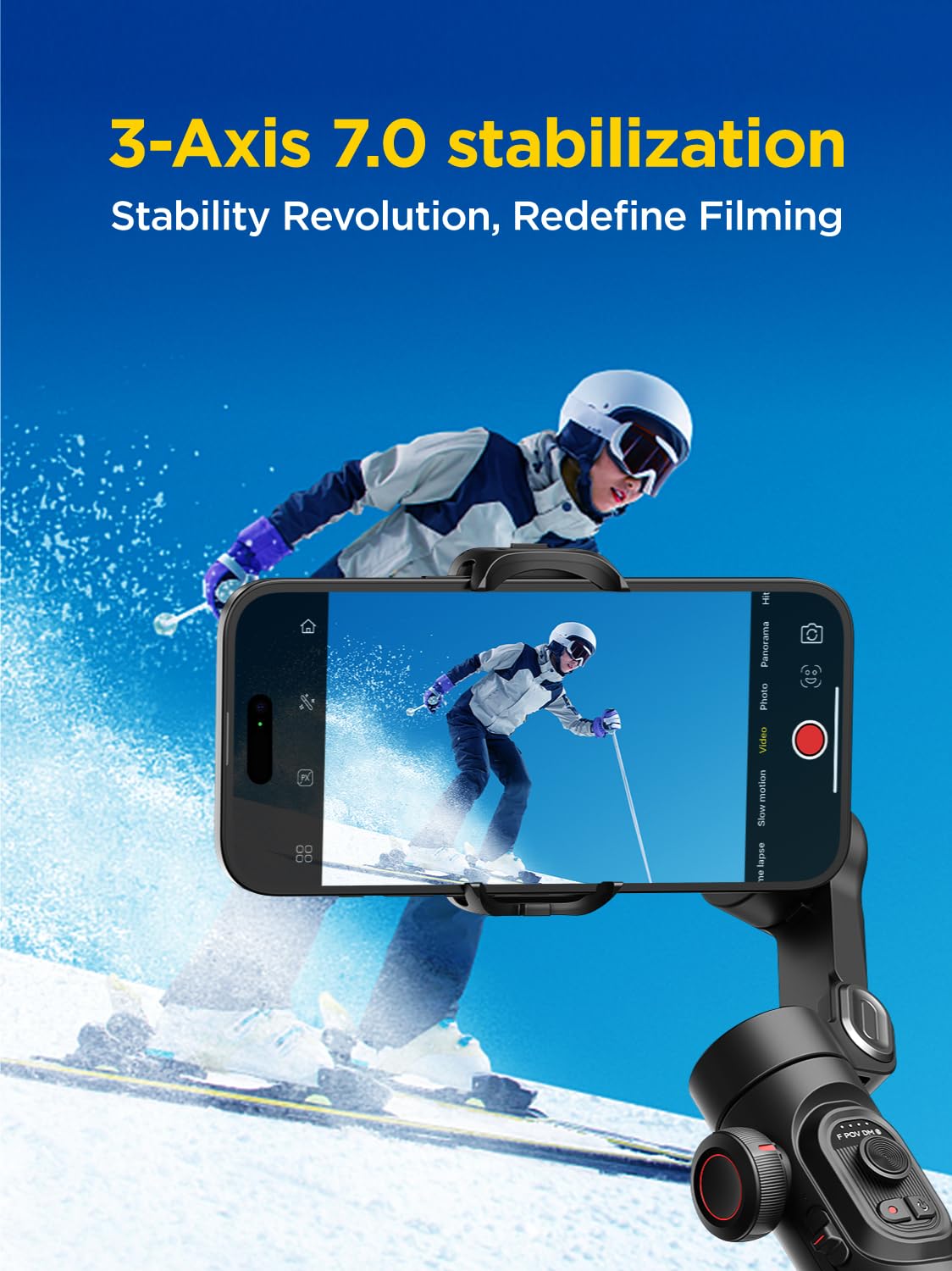 AOCHUAN Gimbal Stabilizer for Smartphone, iPhone Gimbal w/Focus Wheel Face/Object Tracking Gimbal for iPhone 15 14 Pro Max/Android Foldable 3-Axis Handheld Phone Gimbal for Video Recording -Smart XE