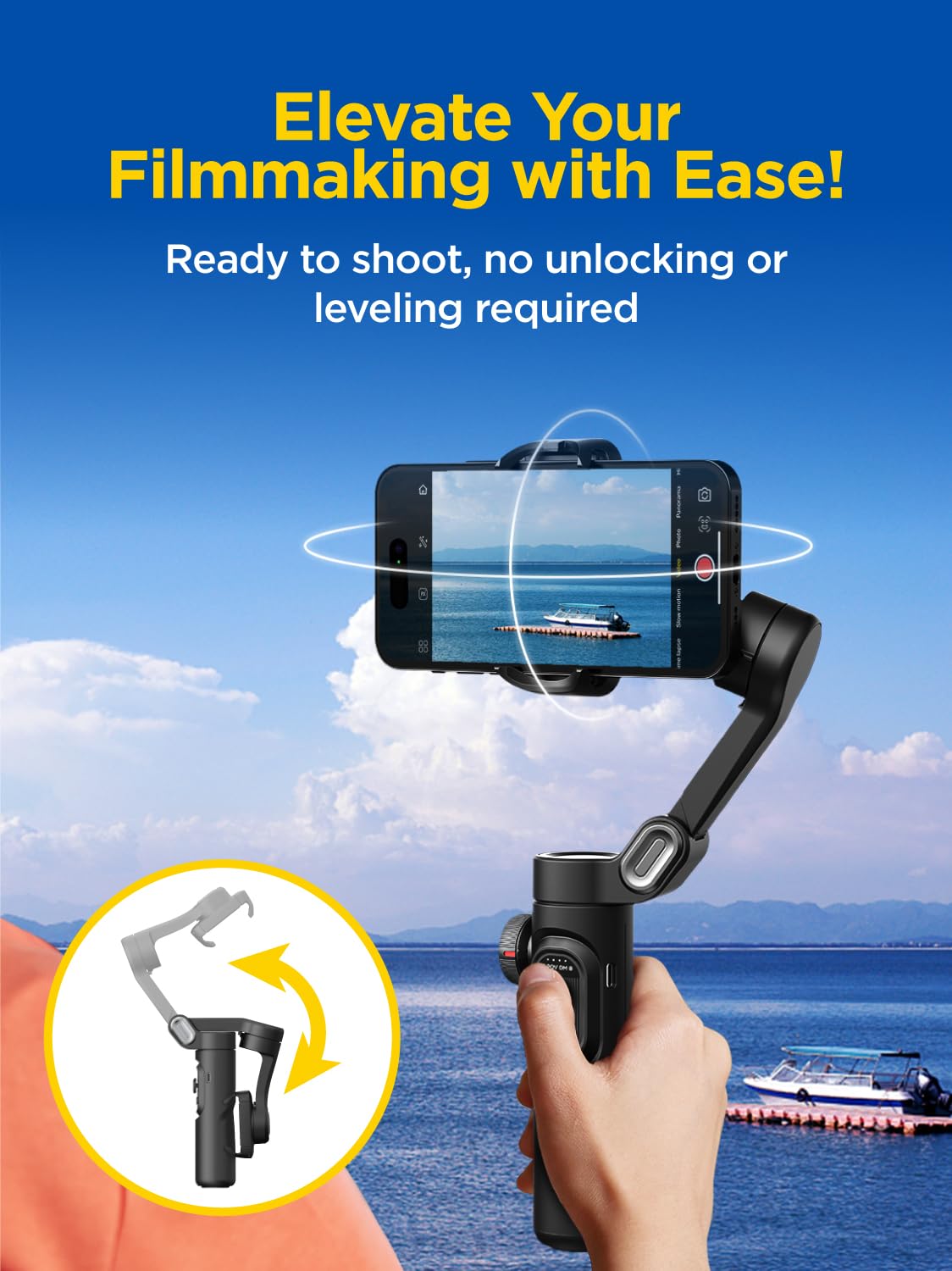 AOCHUAN Gimbal Stabilizer for Smartphone, iPhone Gimbal w/Focus Wheel Face/Object Tracking Gimbal for iPhone 15 14 Pro Max/Android Foldable 3-Axis Handheld Phone Gimbal for Video Recording -Smart XE